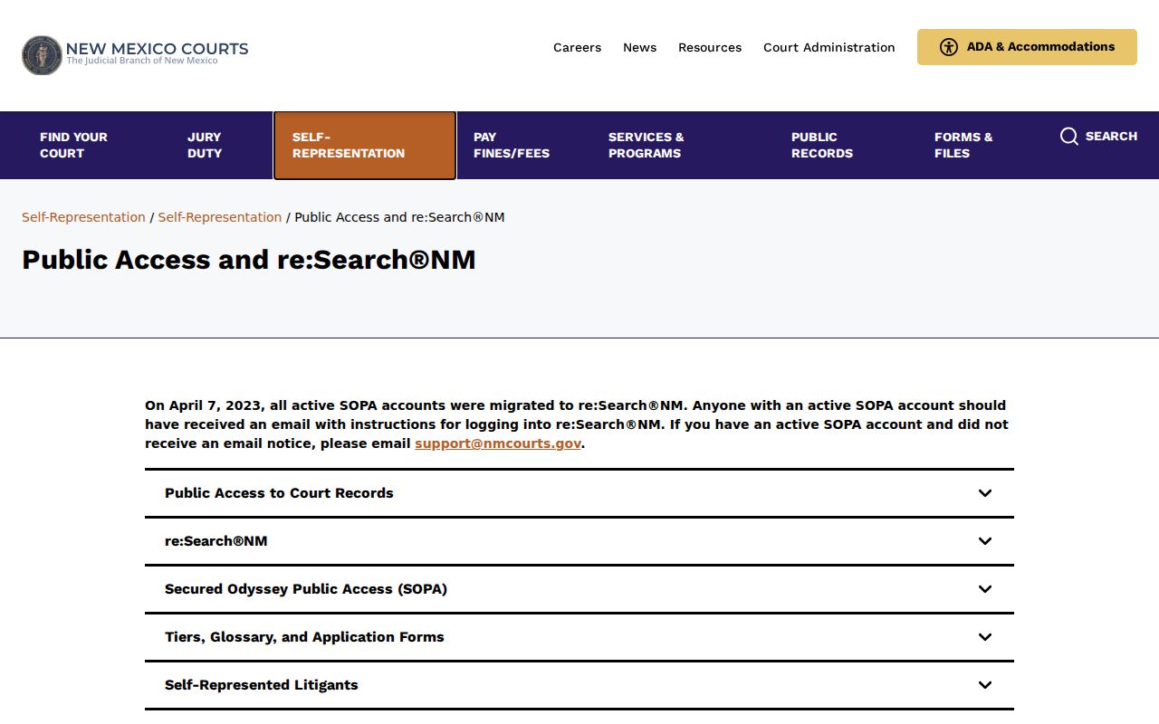 Sierra County case search public access and re:SearchNM information