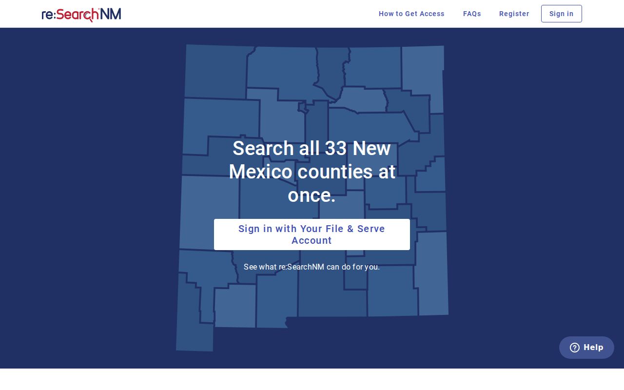 Sierra County case search re:SearchNM registered access sign-in