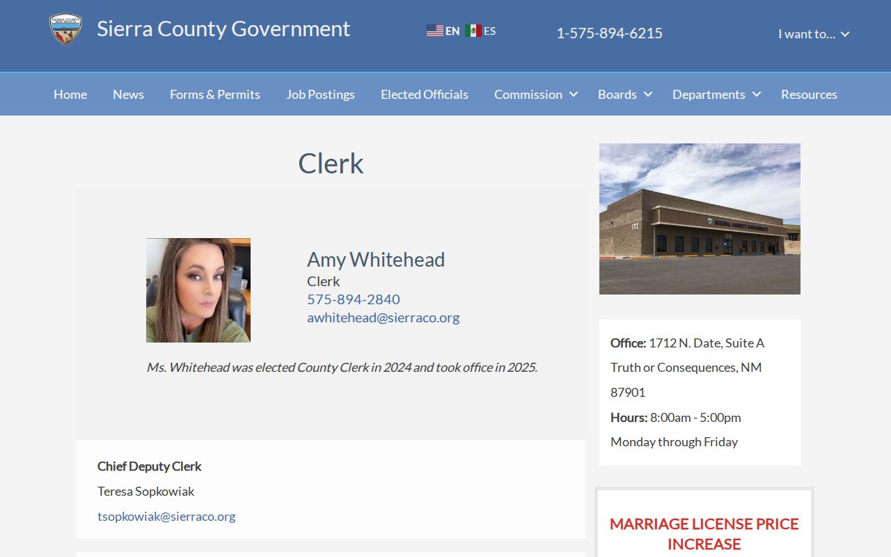 Sierra County court records distinction from the Sierra County Clerk office