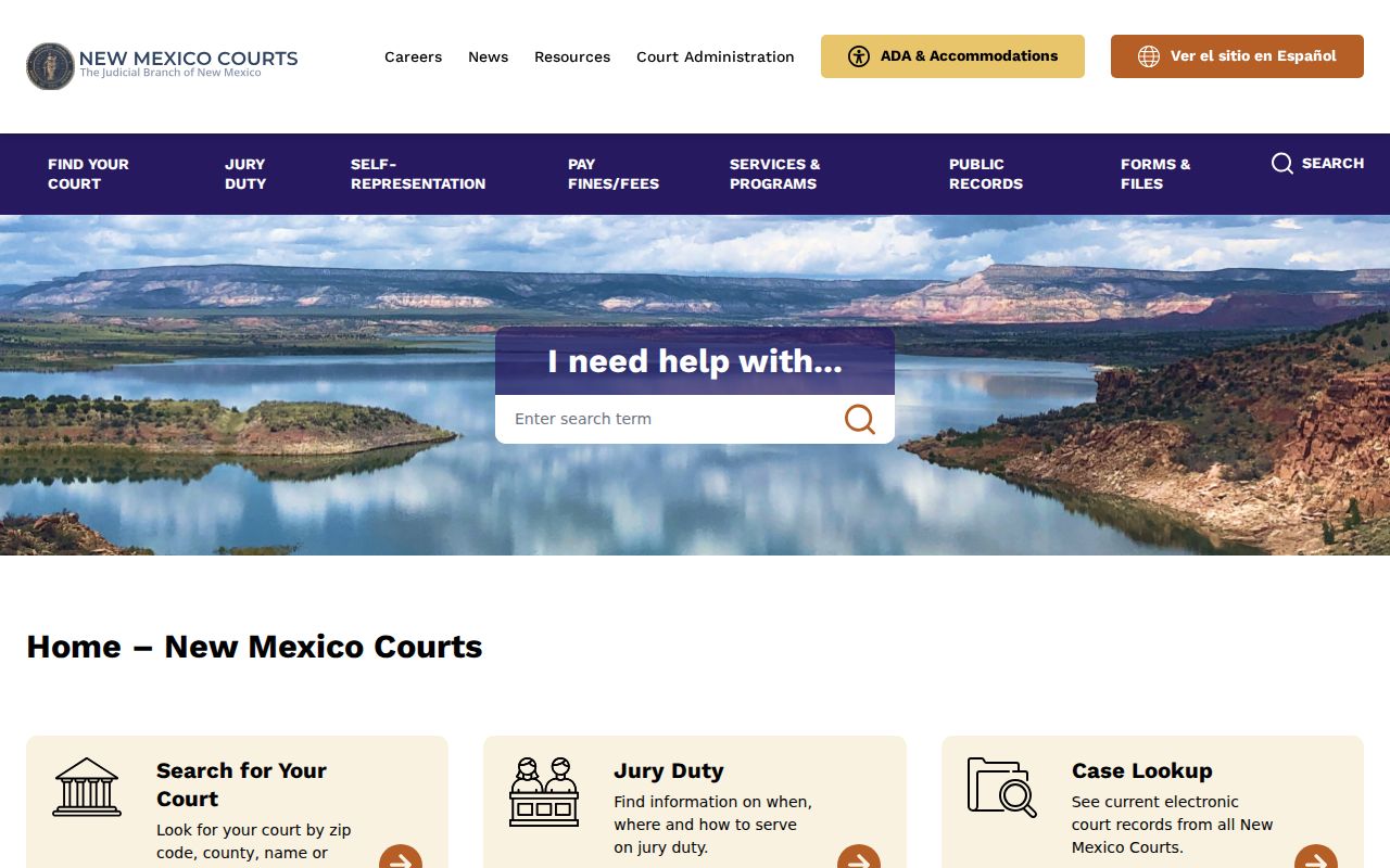 Sierra County court docket access through the New Mexico Judiciary home page