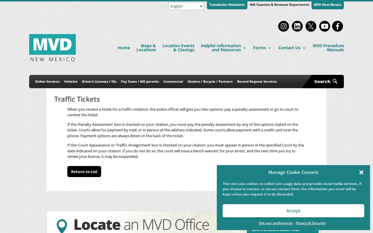 Sierra County traffic court records New Mexico MVD traffic ticket instructions